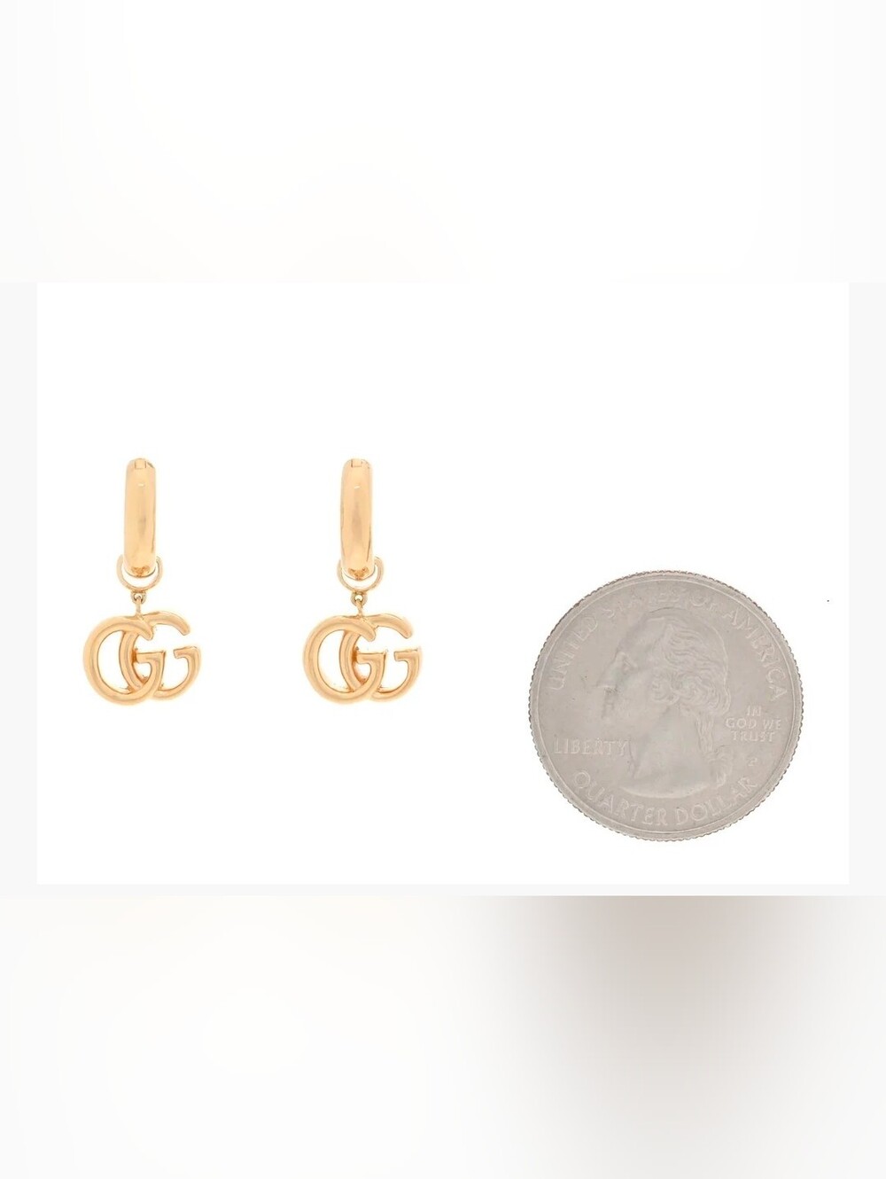 Gucci Gold 18K Real Gold. Interlocking G Mini Hoop Earrings. - Picture 6 of 8